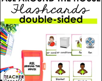 ASL Nouns Flashcards | Around the House & Outdoor Vocabulary | Double-Sided Printable | PDF