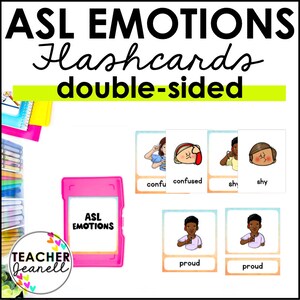 ASL-flashcards, ASL-emoties, ASL-gevoelens, gebarentaal-flashkaarten