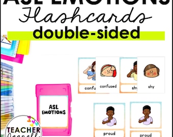 ASL Emotions Flashcards | Feelings & Emotions in Sign Language | Printable ASL Vocabulary Cards | PDF Download