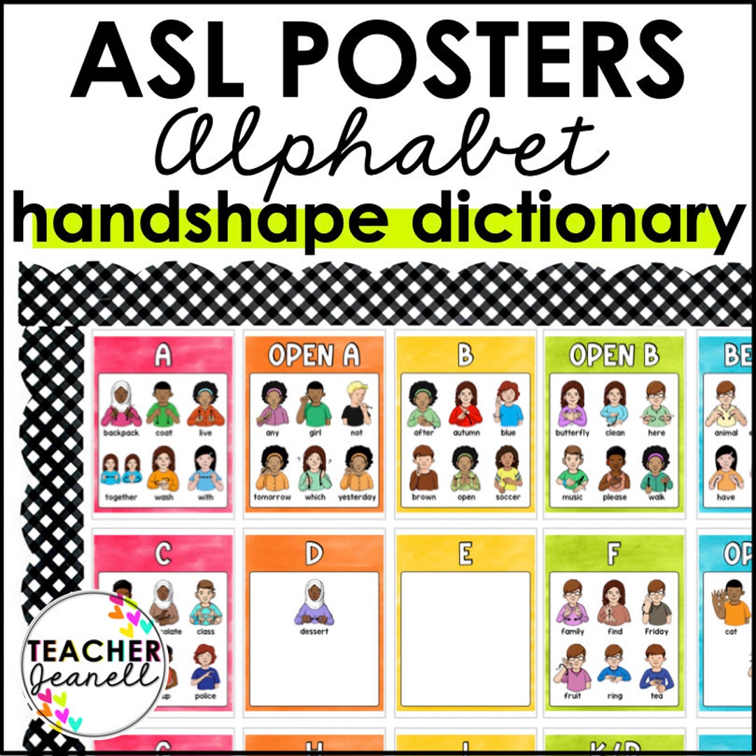ASL Handshape Dictionary, ASL Alphabet Posters, ASL Sign Language Wall