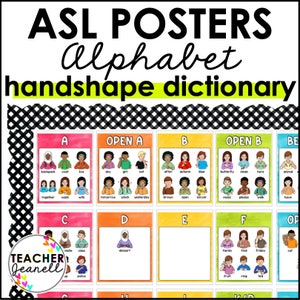 ASL Handshape Dictionary, ASL-alfabetposters, ASL-muurdecoratie gebarentaal, afdrukbare posters