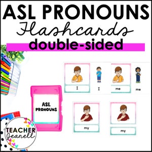 ASL Pronouns Flashcards, Sign Language Flashcards for Kids