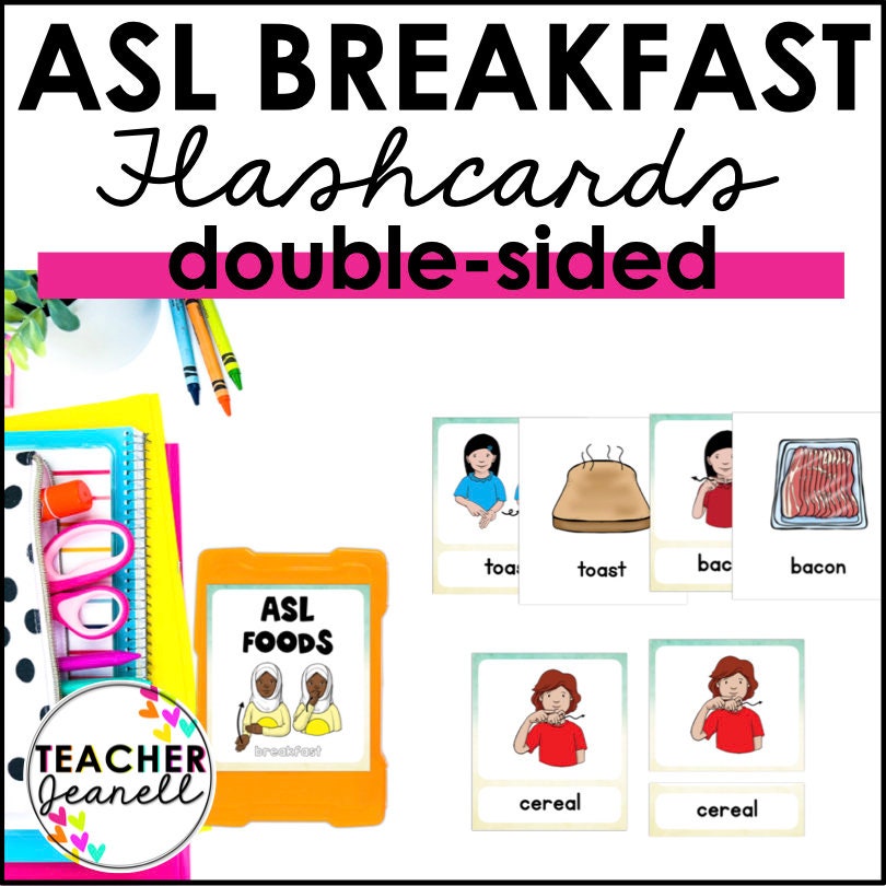 ASL Flashcards, ASL Food Flashcards, Sign Language Cards