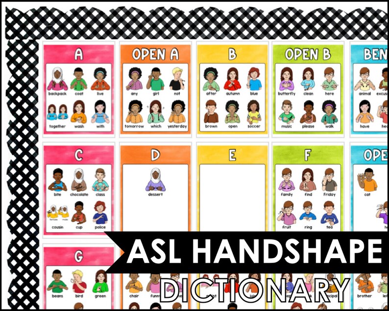 ASL Handshape Dictionary ASL Alphabet Posters ASL Sign Etsy