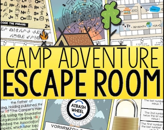 Escape Room in campeggio per bambini / Gioco di avventura estiva stampabile / Sfida di puzzle all'aperto / Età 7-12