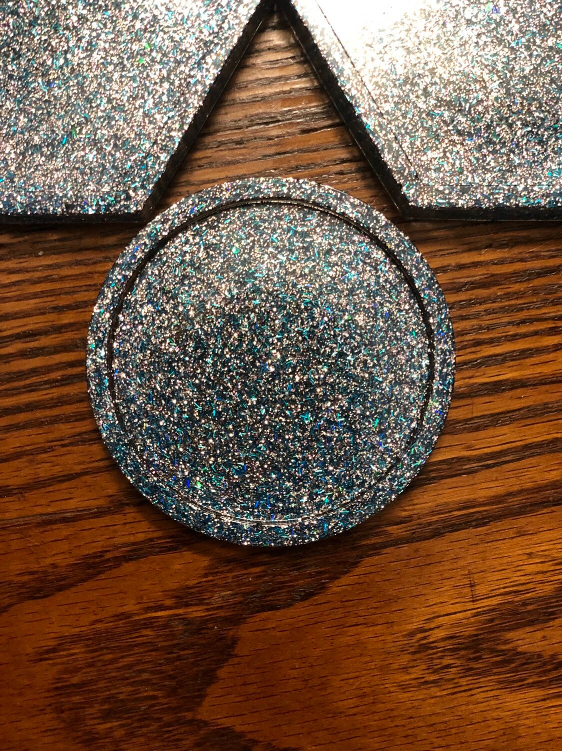Glitter Resin Coasters 5 Piece Set Blue Silver Functional Art Etsy