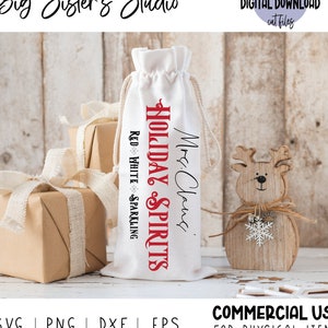 クリスマス ワイン ギフト バッグ SVG、ホリデー ワイン ギフト バッグ SVG、Cricut 用クリスマス ワイン バッグ ファイル、ワインを飲む人向けのクリスマス ギフト バッグ SVG、ホリデー SVG