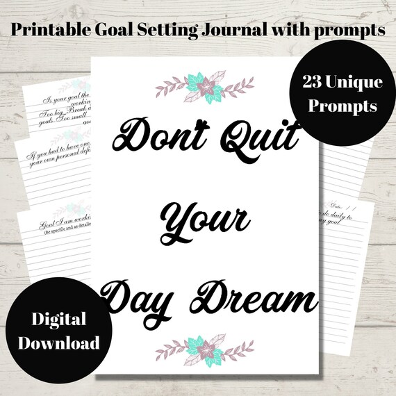 Printable Goal Setting Journal With Prompts for Women Digital Etsy