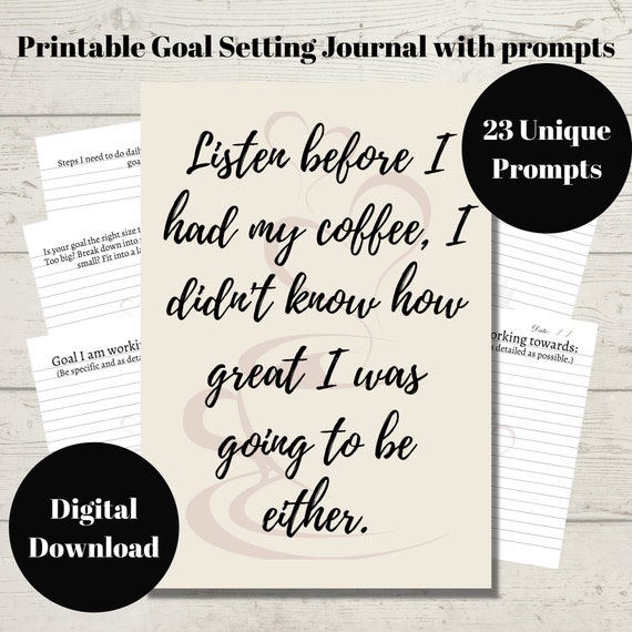 Printable Goal Setting Journal With Prompts for Women Digital Etsy