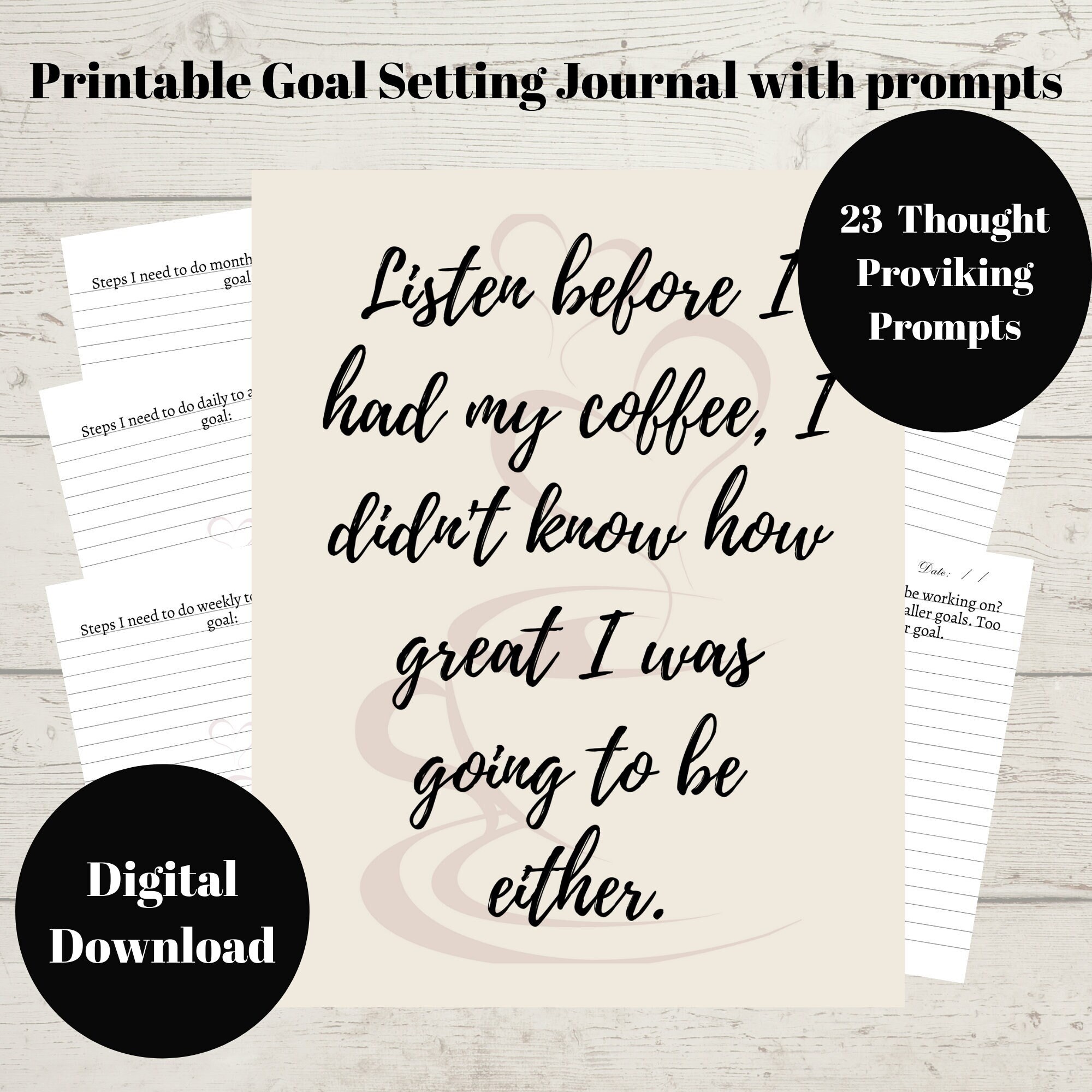 Printable Goal Setting Journal With Prompts for Women, Digital Download ...