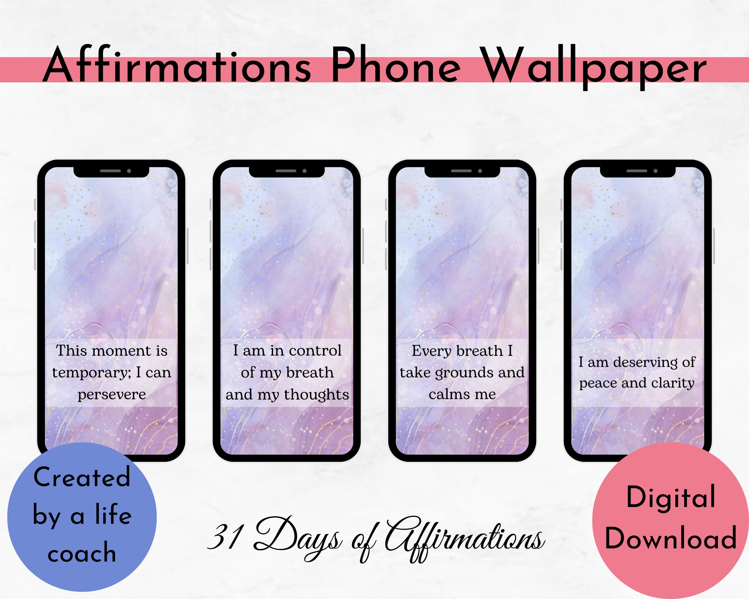 Affirmation Phone Wallpaper for Anxiety and Stress Positive - Etsy