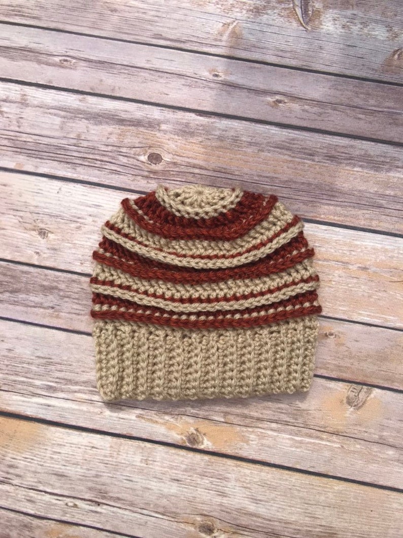Toddler Boy/'s tan and burnt orange super soft crochet hat toddler winter hat crochet beanie