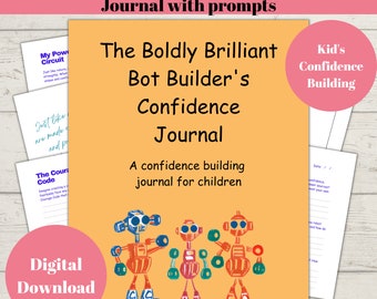 Self-esteem robot theme Kids Journal, Self-Discovery Workbook for children, Unique Confidence Building, Creativity Boosting for boys girls