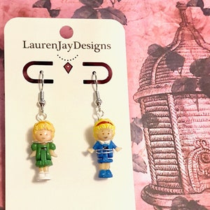 Green and Blue Polly Pocket Dangle Earrings by Lauren Jay Designs