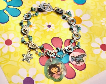 Groovy Girls Shrinkalicious Doll and Pet Lizard Charm Beaded Chain Bracelet by Lauren Jay Designs