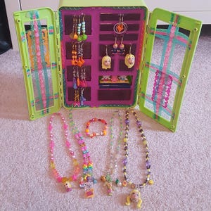 Polly Pocket Jewellery Suitcase Beaded Necklace, Bracelet and Earring Set by Lauren Jay Designs