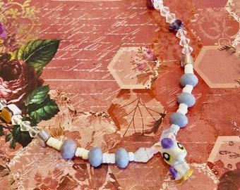 Littlest Pet Shop Pony Pendant Purple and Crystal Beaded Necklace by Lauren Jay Designs