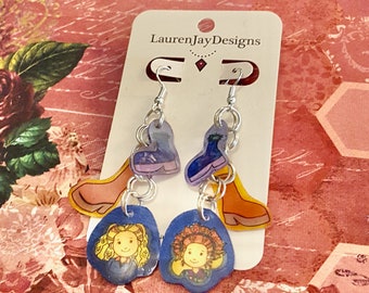 Groovy Girls Floral Shoe Fashion Charm Chain Dangle Earrings by Lauren Jay Designs