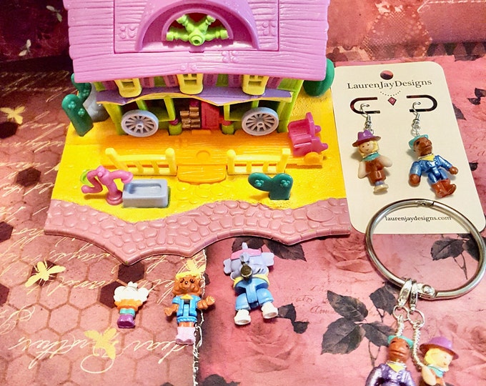 1994 Polly Pocket Light-Up Horse House Playset, Earrings and Keychain