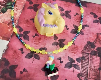 1994 Polly Pocket Pony Ridin' Playset and Beaded Necklace by Lauren Jay Designs