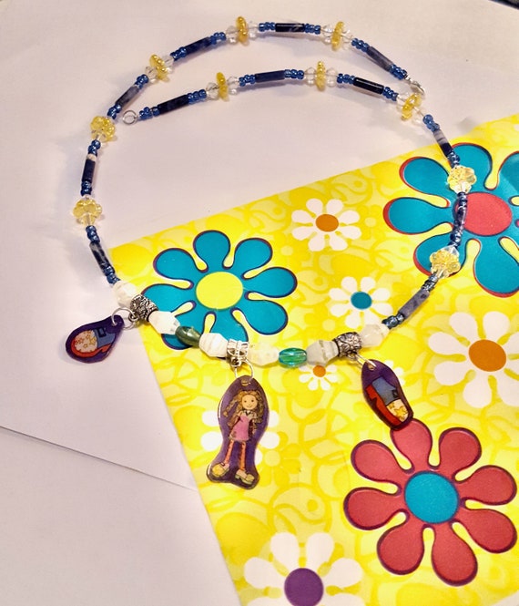 Groovy Girls Shrinkalicious Charm Pendant Floral Beaded Necklace by Lauren Jay Designs