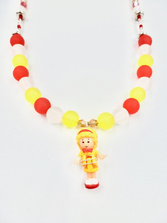 1989 Yellow & Red Polly Pocket Pendant Beaded Necklace by Lauren Jay Designs