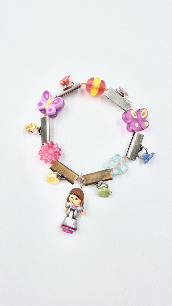 1993 Polly Pocket Pixie Doll Clikits Bracelet: Flower, Butterfly Beads (Lauren Jay Designs)