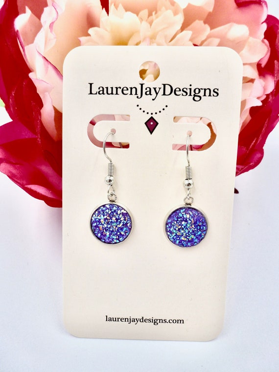 Faux Druzy Dangle Earrings for Women by Lauren Jay Designs