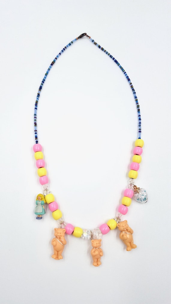 My Little Fairy Tales Goldilocks and The 3 Bears Pendant Pink, Yellow & Blue Beaded Necklace by Lauren Jay Designs