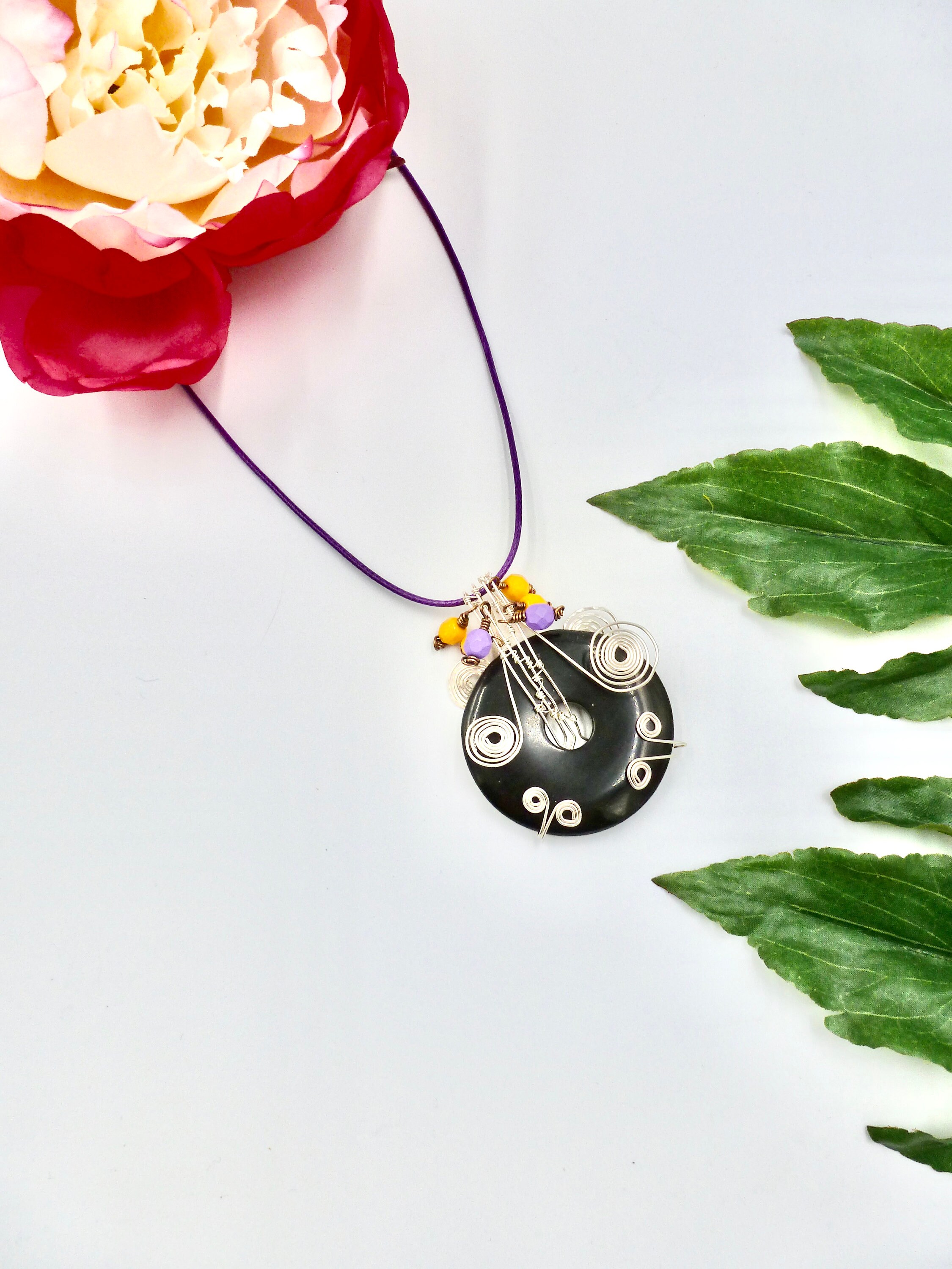 Pendant Necklaces, Beaded Necklaces, Cord Necklaces, Wire Wrapped Pendants, Purple Necklaces