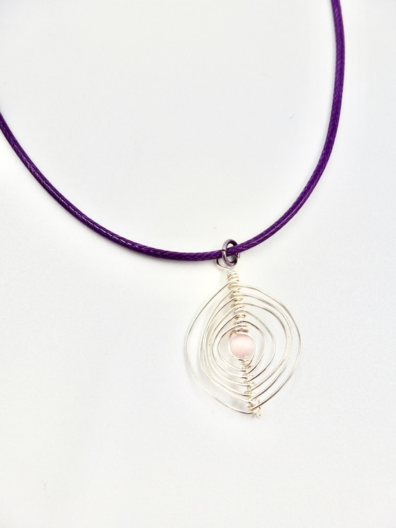 Herringbone Necklaces, Pendant Necklaces, Wire Wrapped Necklaces, Cord Necklaces, Purple Necklaces, Jewellery Gifts, Fun Gift, Gifts for Her