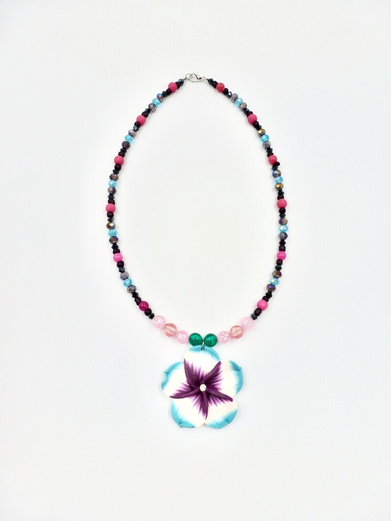 Gifts for Her Birthday Colourful Necklaces Flower Pendant Necklaces Beaded Necklaces Jewellery Gift Purple Necklaces Floral Necklaces