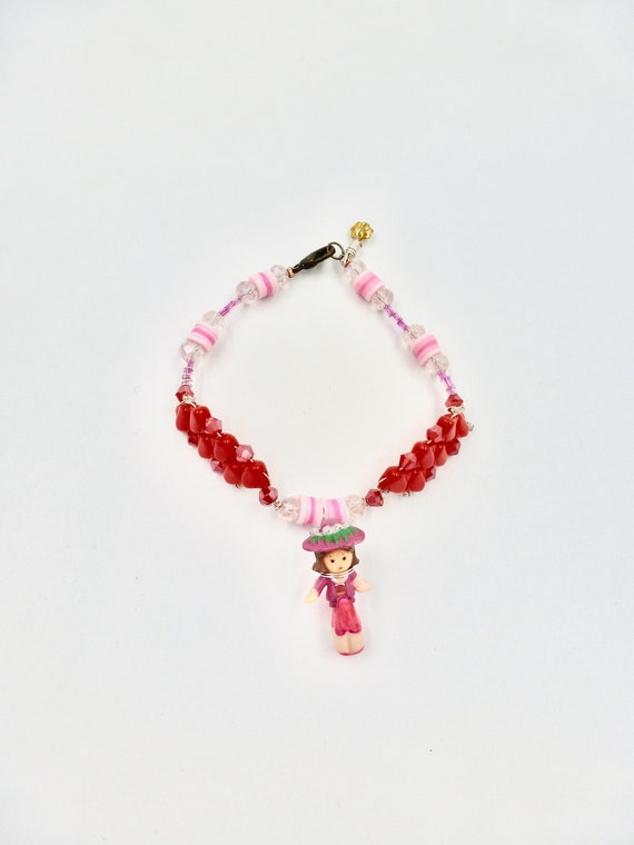 1991 Pink Polly Pocket Fifi Pendant Beaded Bracelet by Lauren Jay Designs