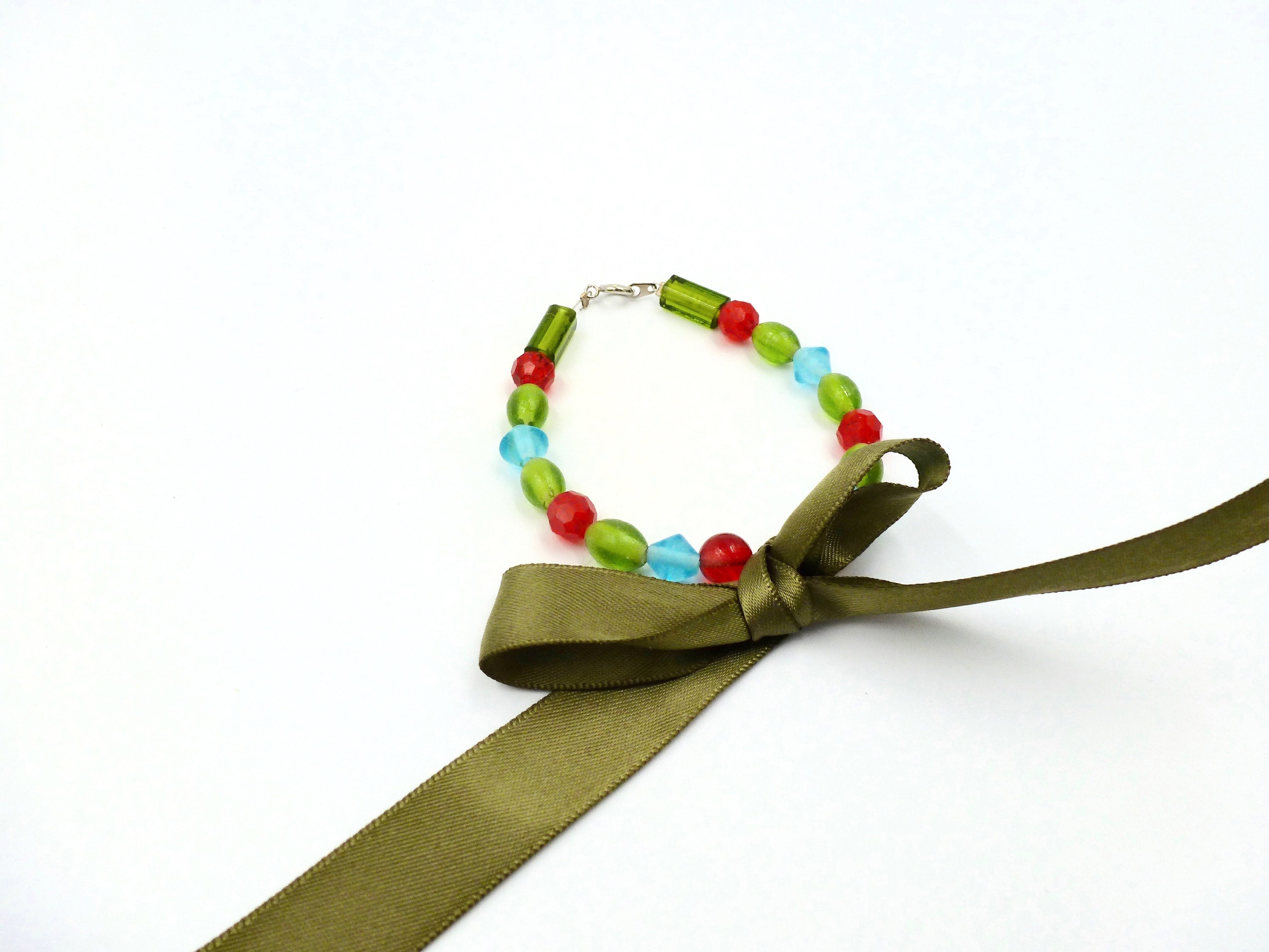 Beaded Bracelets Bow Bracelets Green Bracelets Festive Etsy Canada