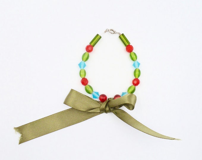 Green Bow Colourful Beaded Bracelet by Lauren Jay Designs