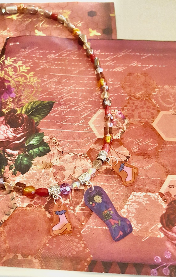 Groovy Girls Shrinkalicious Fashion Charm Pendant Red Beaded Necklace by Lauren Jay Designs