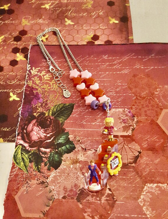 1993 Polly Pocket Pretty Present Stair Prince Charming Pendant Chain Necklace by Lauren Jay Designs