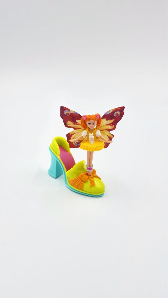 2001 Blue Box Legend of the Shoe Fairies Fairy Doll Green and Purple High Heels similar to Polly Pocket