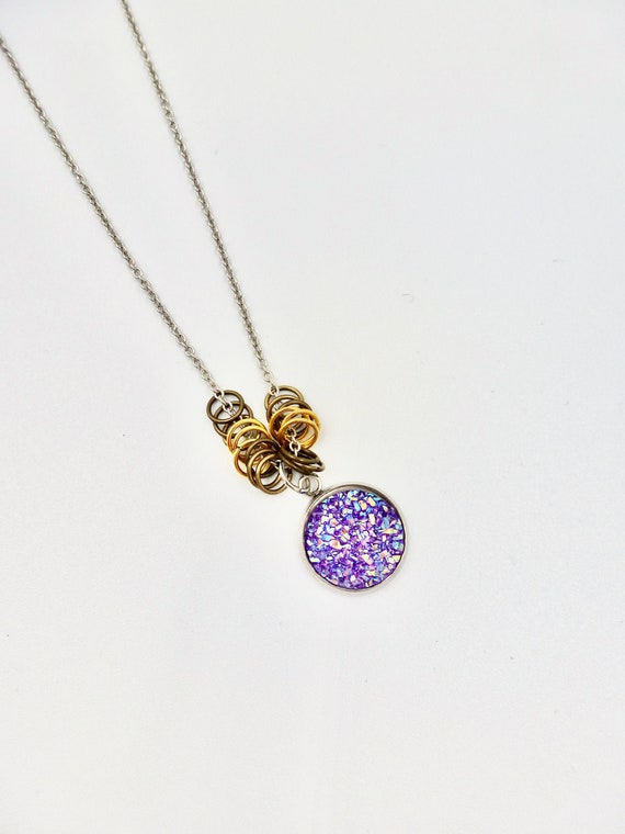 Chain Necklaces, Charm Necklaces, Crystal Necklaces, Purple Necklaces, Silver Necklaces, Jewellery Gifts, Gifts for Mom, Sparkle Necklaces