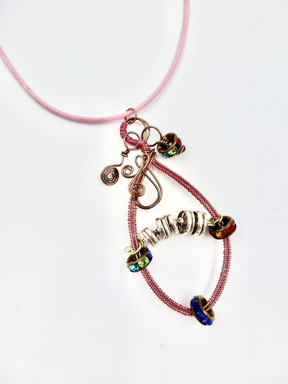 Pendant Necklaces, Cord Necklaces, Pink Necklaces, Wire Wrapped Pendants, Beaded Pendants, Jewellery Gifts, Birthday Gifts, Mothers Day Gift