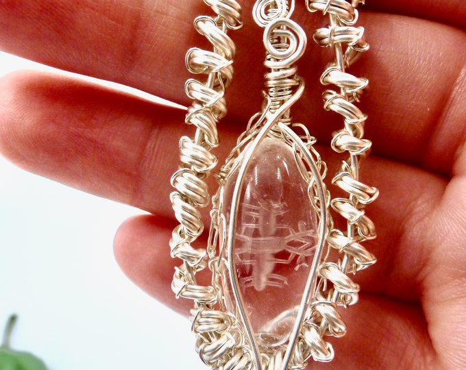 Snowflake Crystal Wire Wrapped Pendant Chain Necklace by Lauren Jay Designs