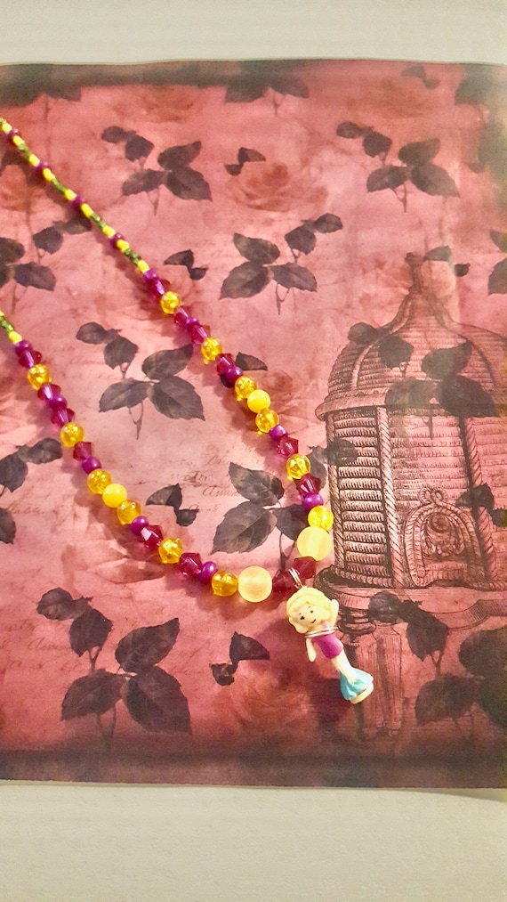 CLEARANCE SALE ITEM - 1995 Polly Pocket Splash and Slide Water Park Pendant Beaded Necklace by Lauren Jay Designs