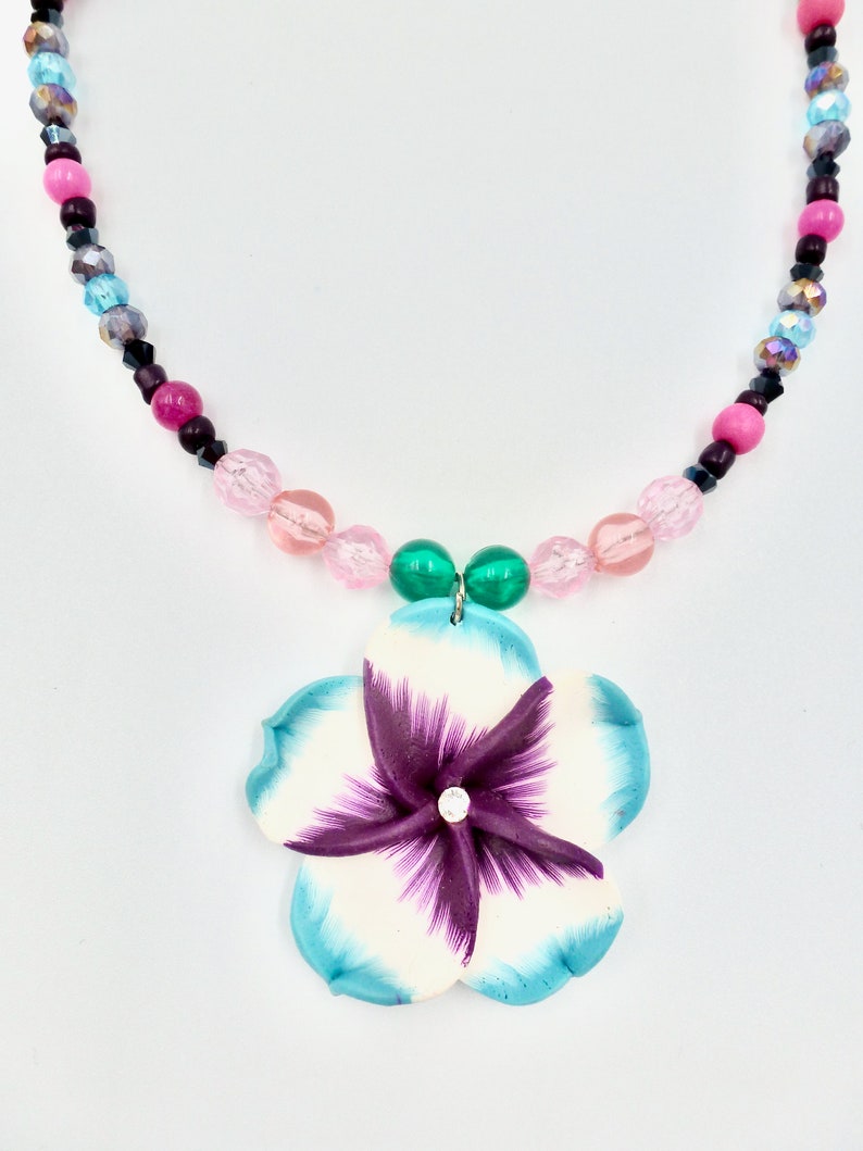 Gifts for Her Birthday Colourful Necklaces Flower Pendant Necklaces Beaded Necklaces Jewellery Gift Purple Necklaces Floral Necklaces