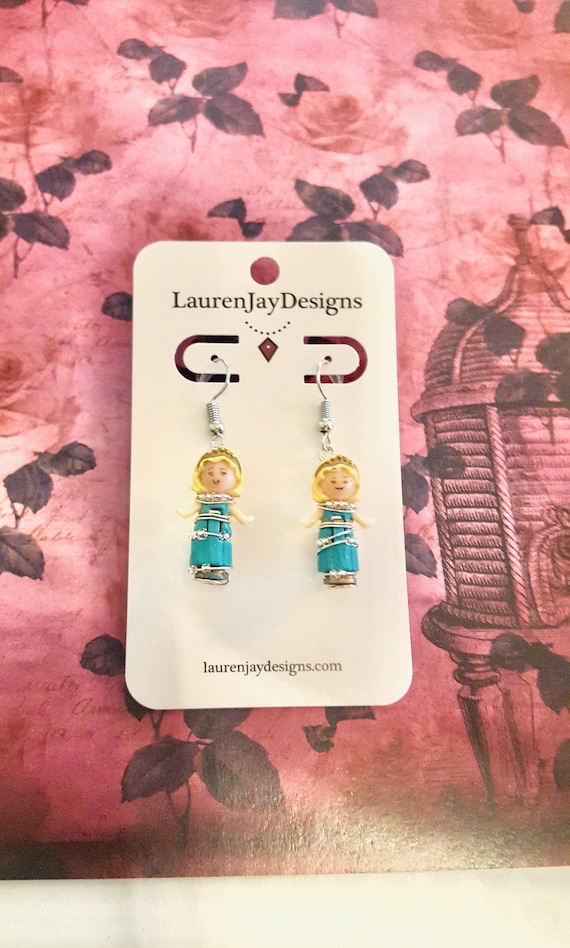 1993 Polly Pocket Rose Dream Princess Dangle Earrings by Lauren Jay Designs