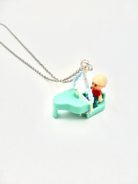 CLEARANCE SALE ITEM - 1989 Polly Pocket Wee Willie Piano Pendant Chain Necklace by Lauren Jay Designs