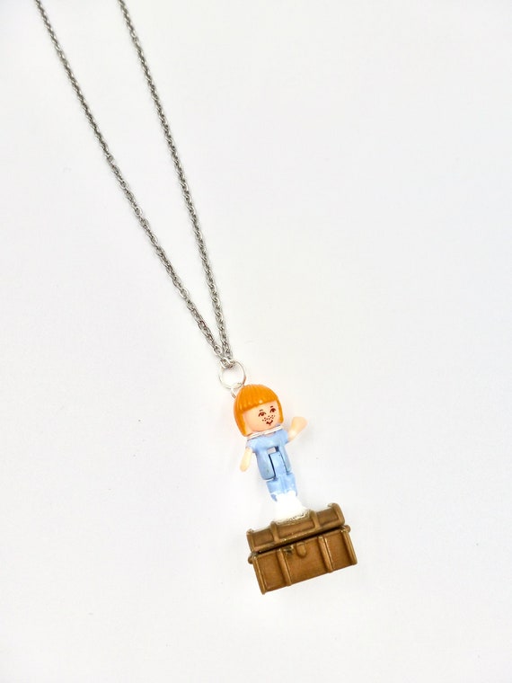 CLEARANCE SALE ITEM - 1991 Polly Pocket Midge Treasure Chest Pendant Chain Necklace by Lauren Jay Designs