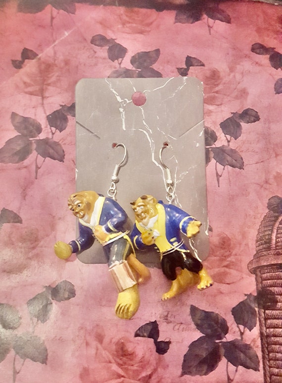 Vintage Polly Pocket Beauty and the Beast Dangle Earrings by Lauren Jay Designs