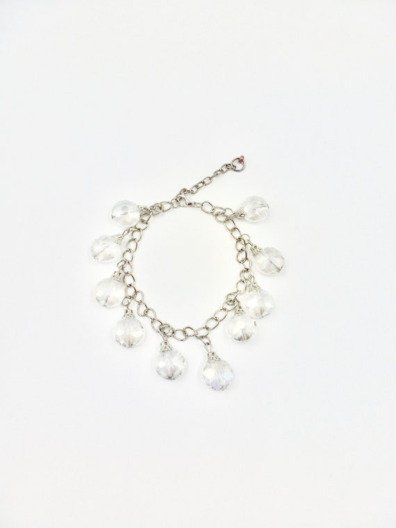 Crystal Pendant Beaded Silver Chain Bracelet by Lauren Jay Designs