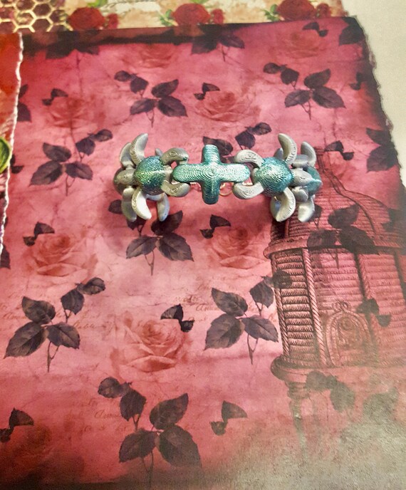 Teal and Grey Turtle Linked Bracelet by Lauren Jay Designs