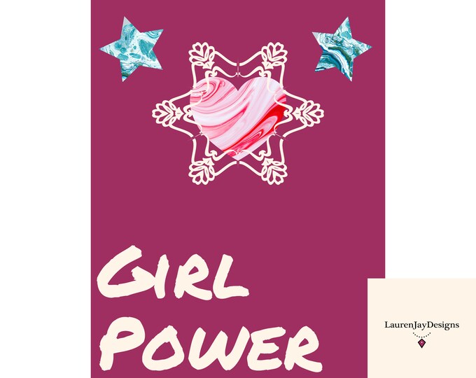 Art Prints, Art Printables, Girl's Room Decor, Girl's Room Art, Wall Decor, Girl Power Art, Empowering Art, Colourful Art, Mothers Day Gift